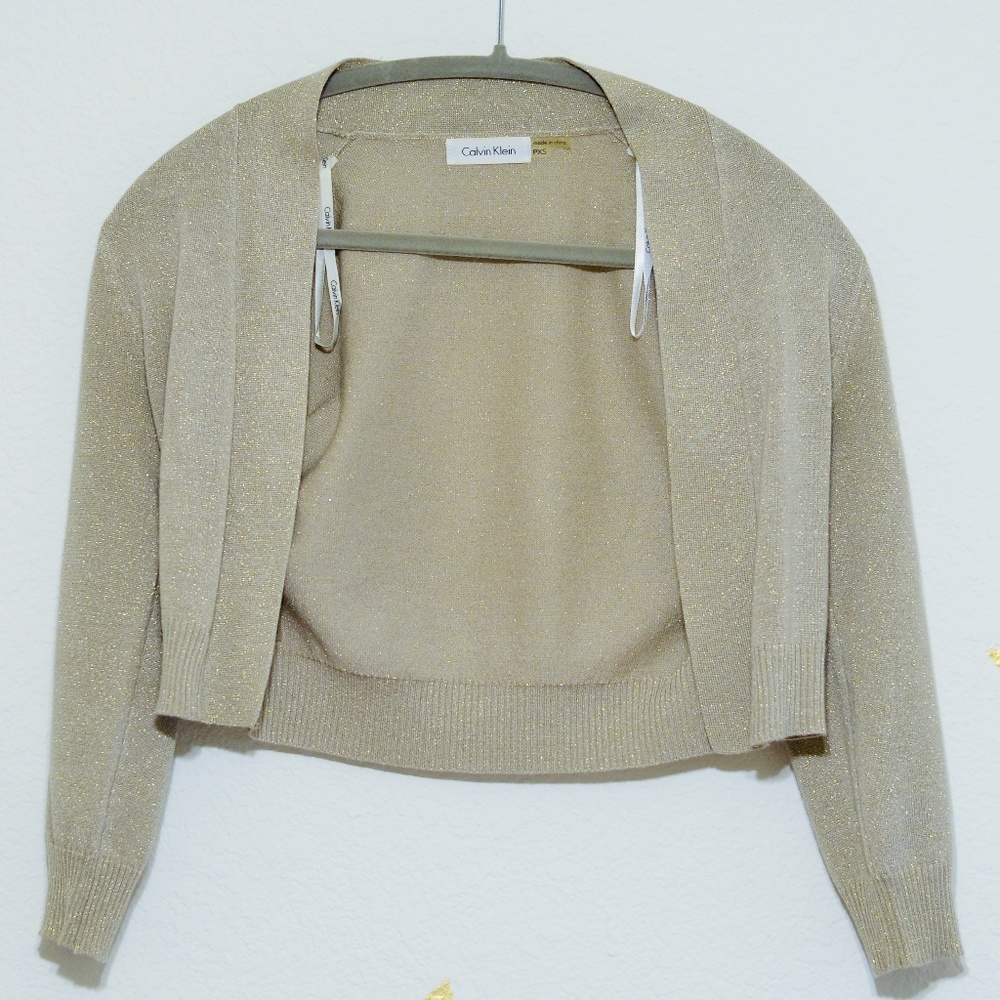 Calvin Klein 3/4 sleeve cropped shrug cardigan PXS